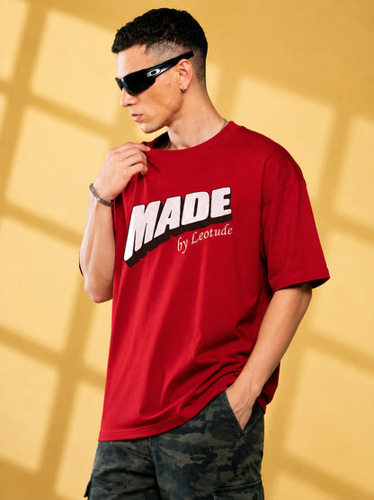 Leotude Men "Made" Red Oversized T-Shirt