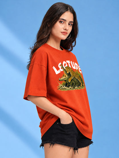 Leotude Women's Orange Leopard Elite T-Shirt
