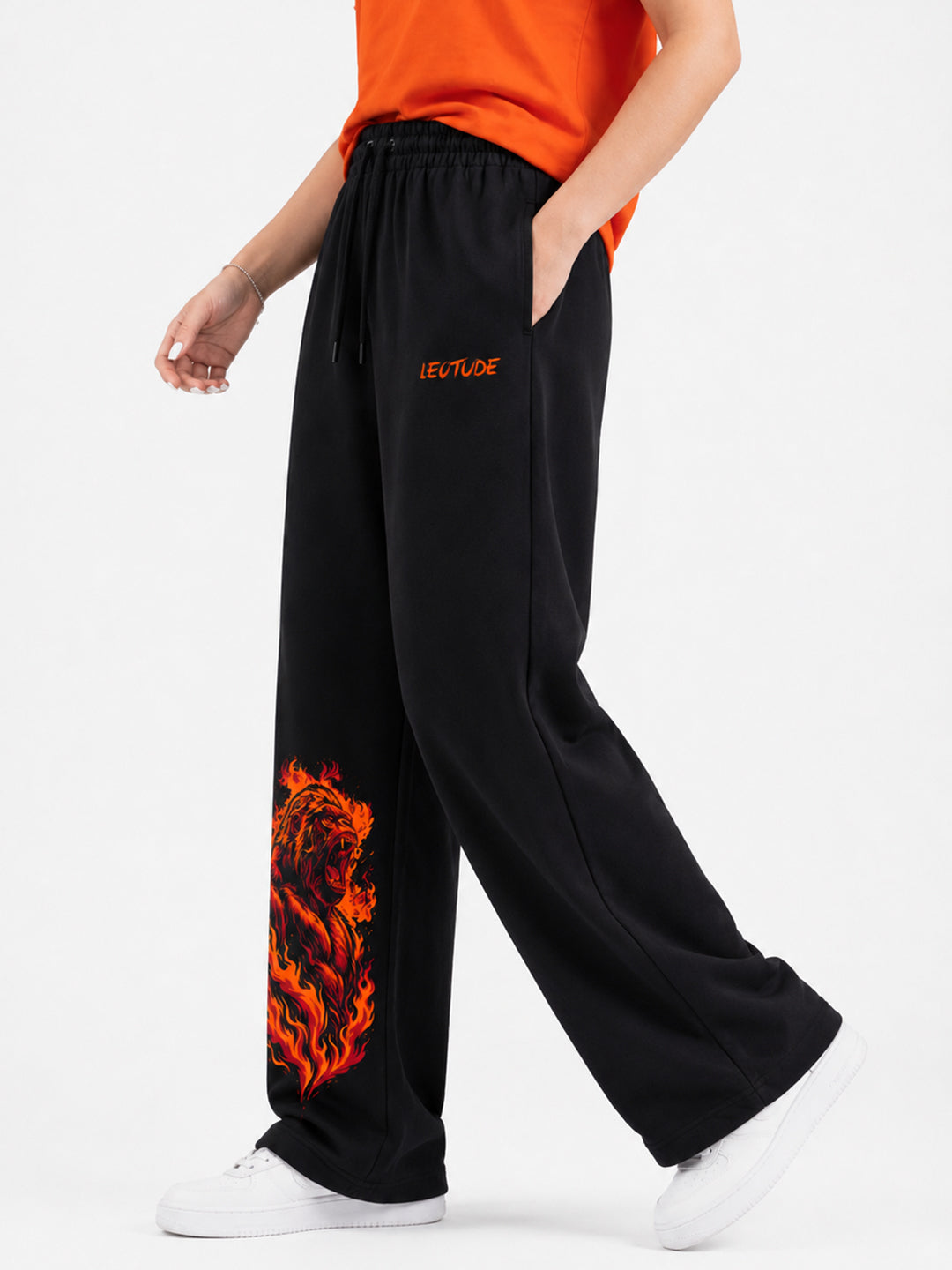 Leotude Women's Black Blaze Ape Premium Trackpants