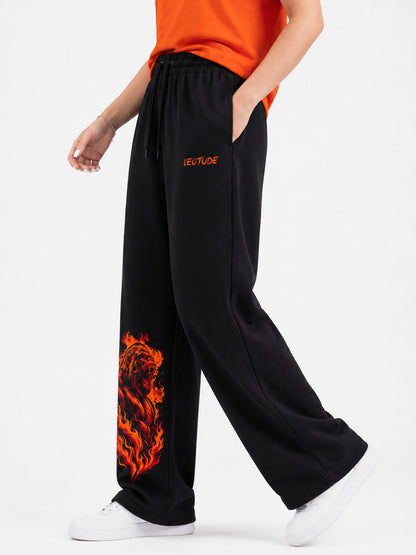 Leotude Women's Black Blaze Ape Premium Trackpants