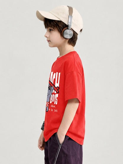 Leotude Boys' Red Beach Boys Printed T-Shirt