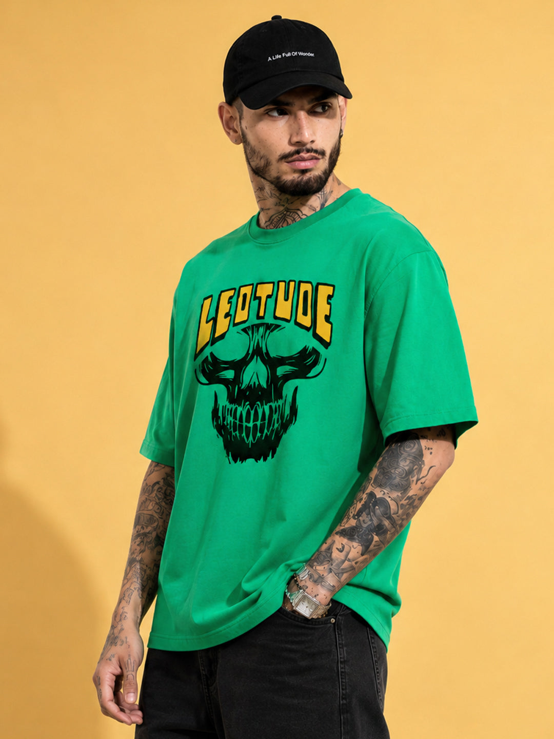 Leotude Men "Death" Green Oversized T-Shirt