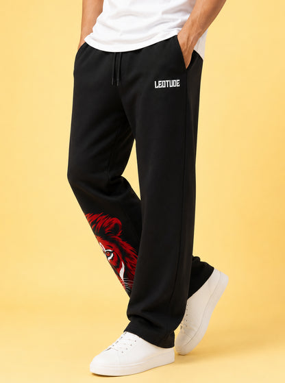 Leotude Men's Black Alpha Premium Trackpants