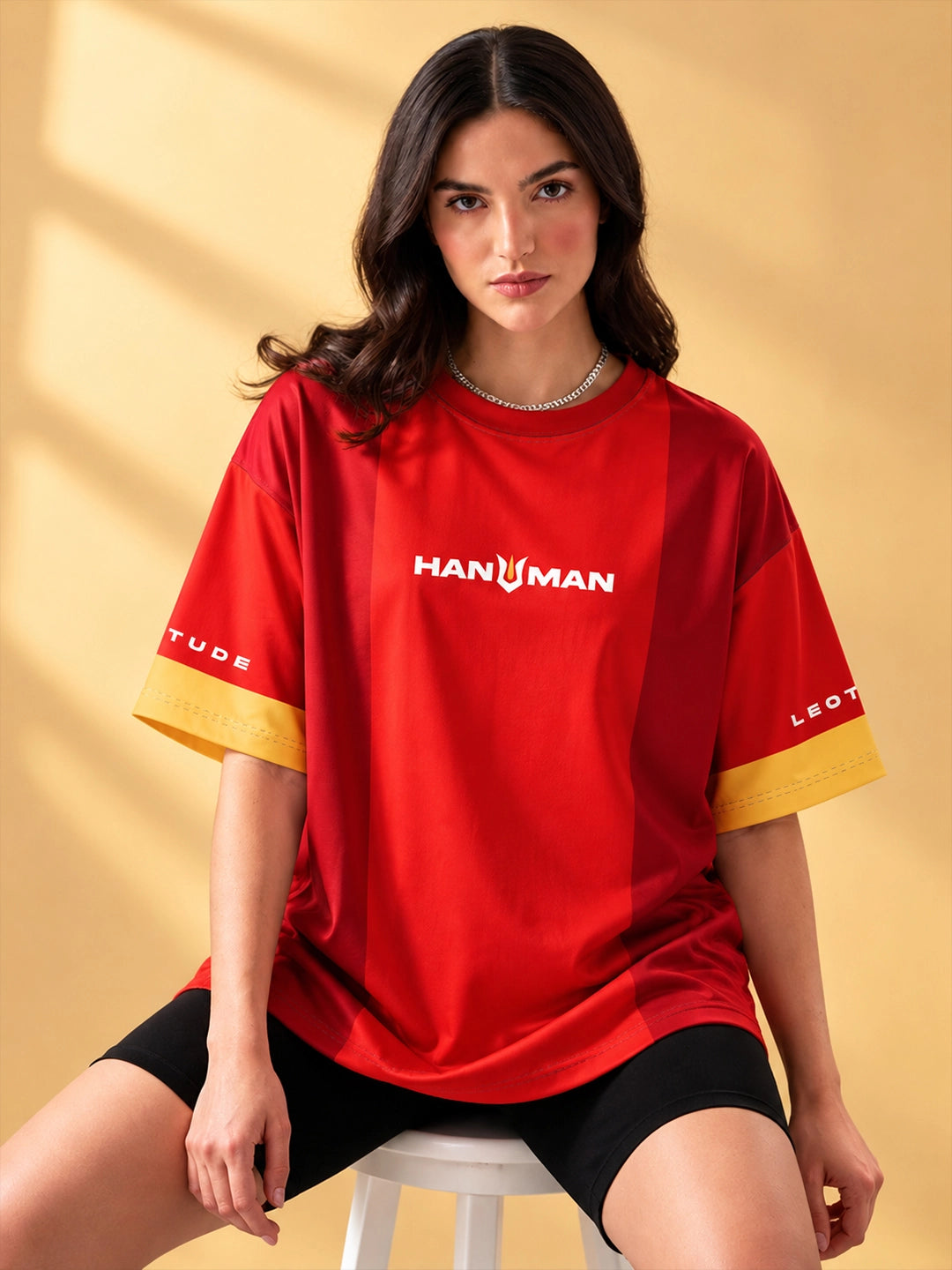 Leotude Women's Red Hanuman Printed T-Shirt