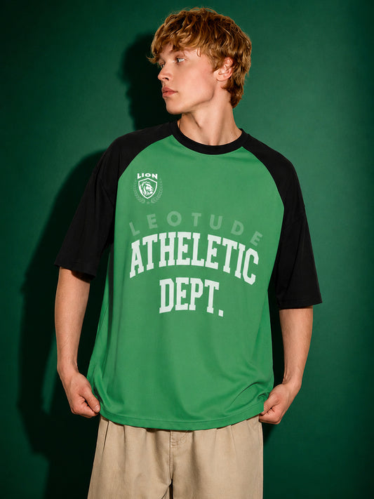 Leotude Men's Green Athletic Dept Raglan Oversized T-Shirt