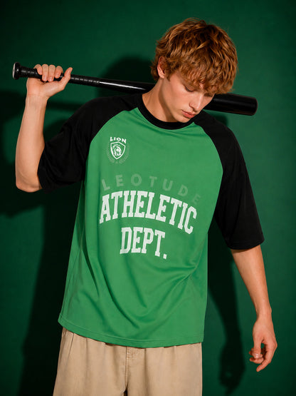Leotude Men's Green Athletic Dept Raglan Oversized T-Shirt