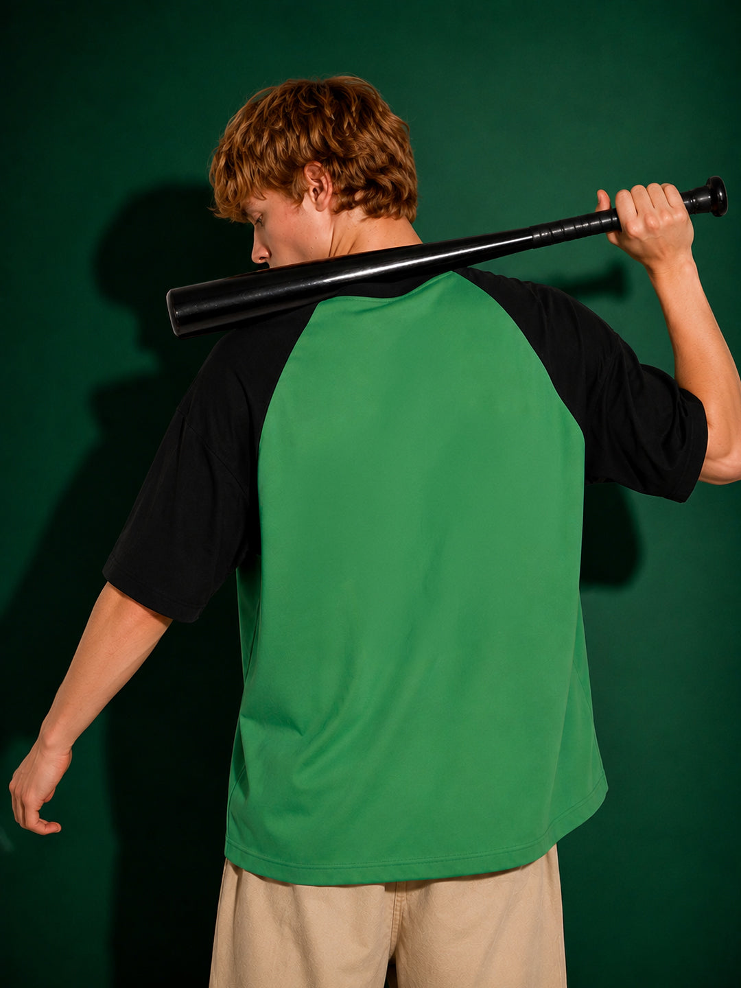 Leotude Men's Green Athletic Dept Raglan Oversized T-Shirt