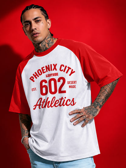 Leotude Men's White Phoenix City Raglan Oversized T-Shirt