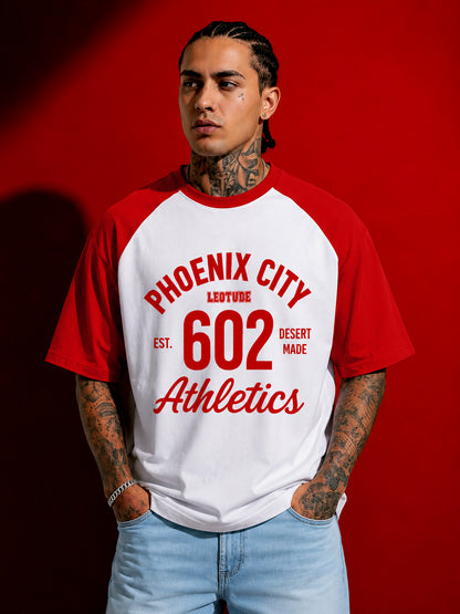 Leotude Men's White Phoenix City Raglan Oversized T-Shirt