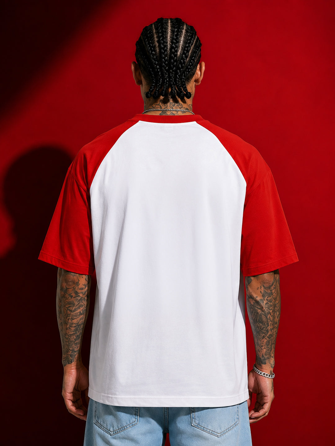 Leotude Men's White Phoenix City Raglan Oversized T-Shirt