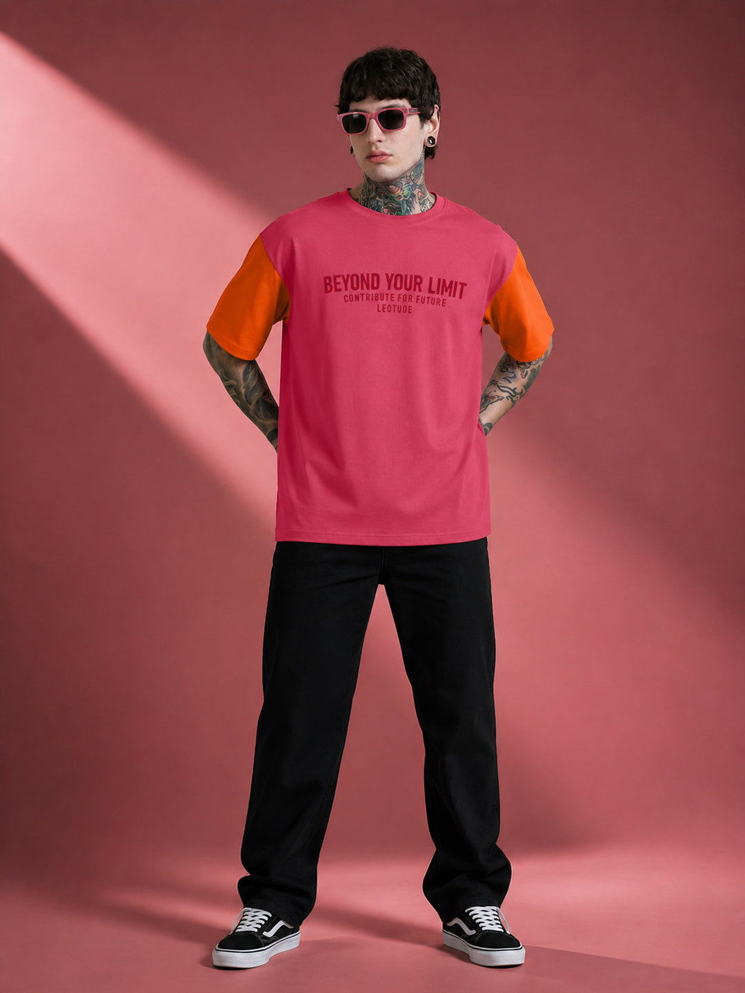 Leotude Men's Pink Beyond Your Limit Oversized T-Shirt