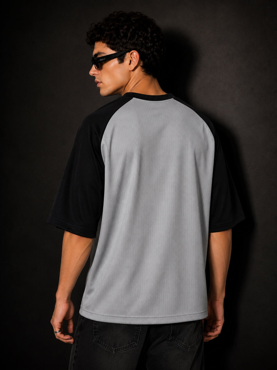 Leotude Men's Grey Just Roar Raglan Oversized T-Shirt