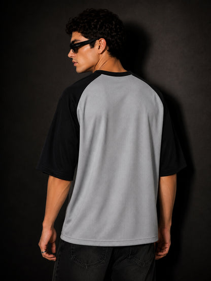 Leotude Men's Grey Just Roar Raglan Oversized T-Shirt