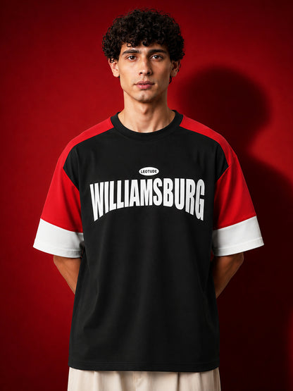 Leotude Men's Black Williamsburg Panelled Oversized T-Shirt