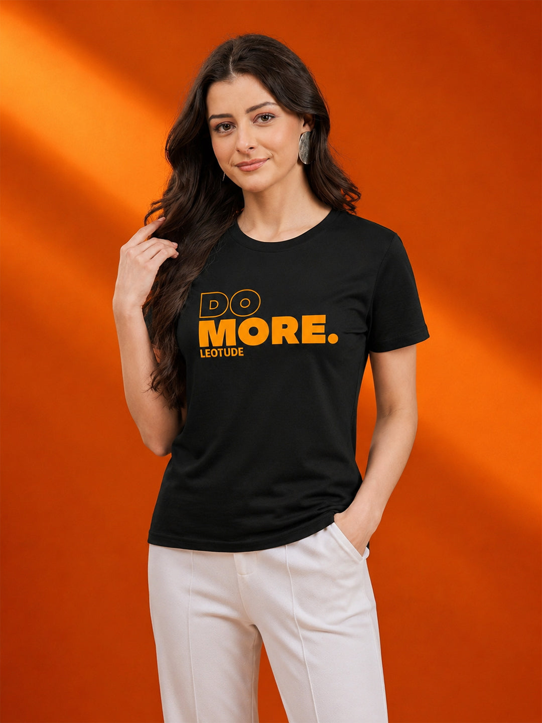 Leotude Women's Black Do More Printed T-Shirt