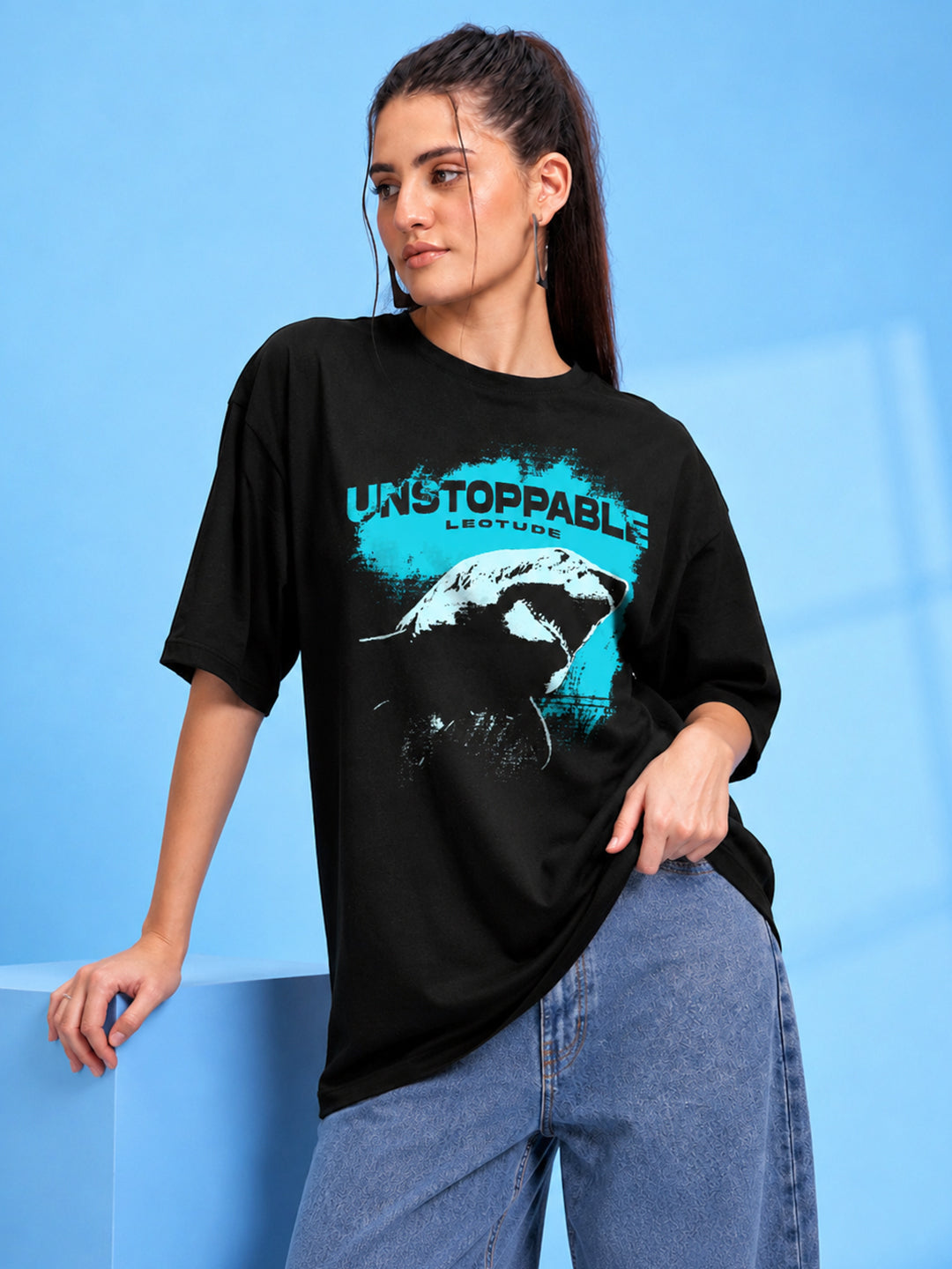 Leotude Women's Black Unstoppable Premium T-Shirt