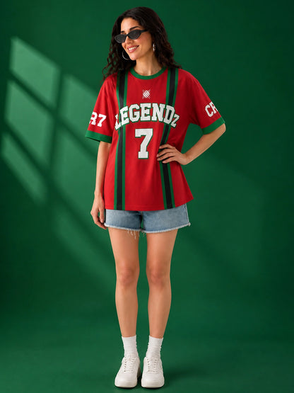 Leotude Women's Red Legendz Printed T-Shirt