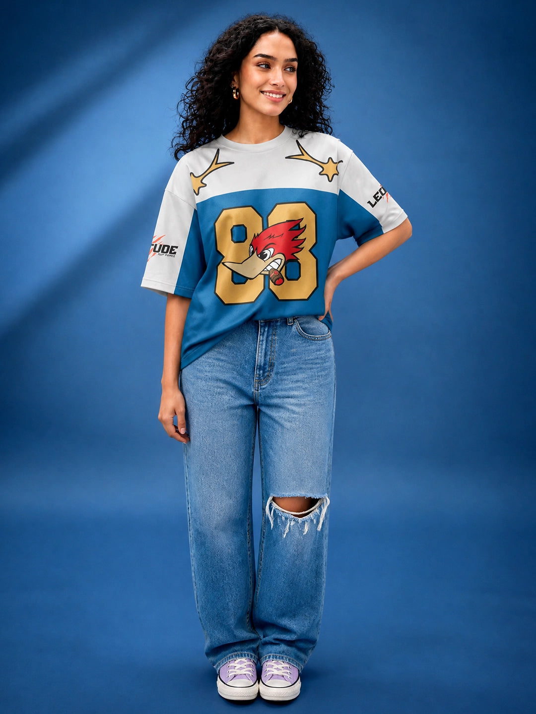 Leotude Women's White Woodpecker 88 Printed T-Shirt