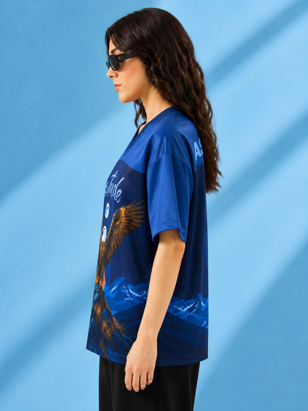 Leotude Women's Navy Eagle Printed T-Shirt