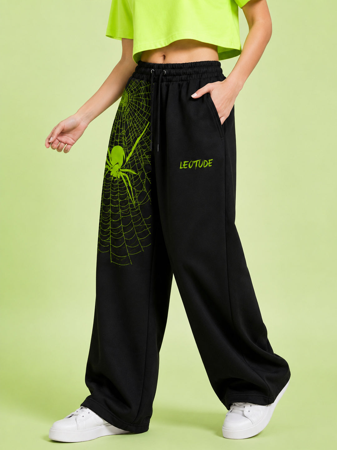 Leotude Women's Black Spider Premium Trackpants