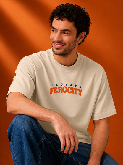 Leotude Men's Beige Ferocity Dragon Premium T-Shirt