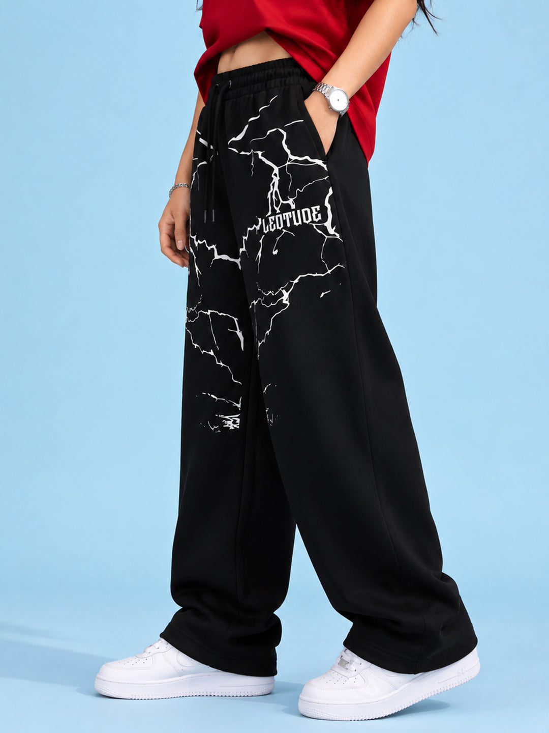 Leotude Women's Black Shockwave Premium Trackpants