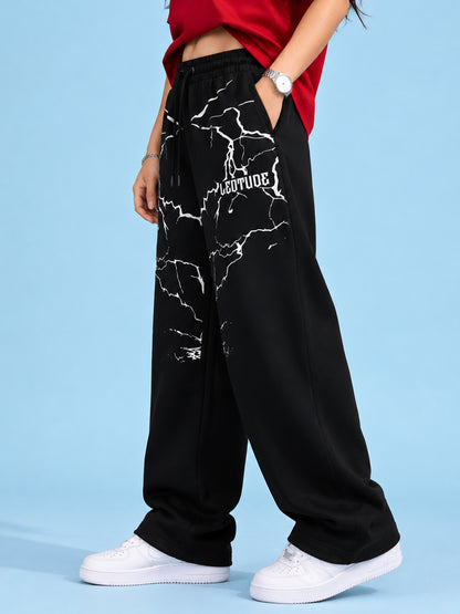 Leotude Women's Black Shockwave Premium Trackpants