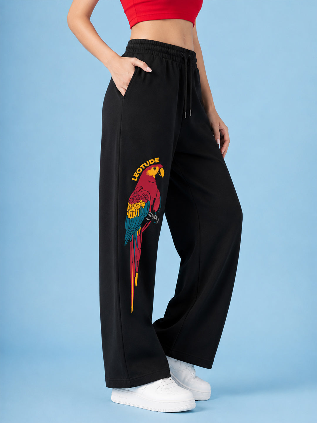 Leotude Women's Black Parrot Premium Trackpants