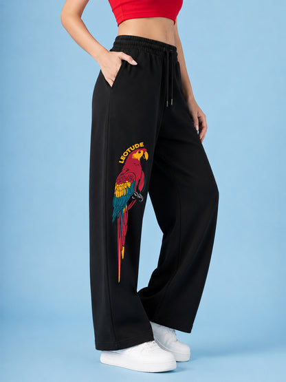 Leotude Women's Black Parrot Premium Trackpants