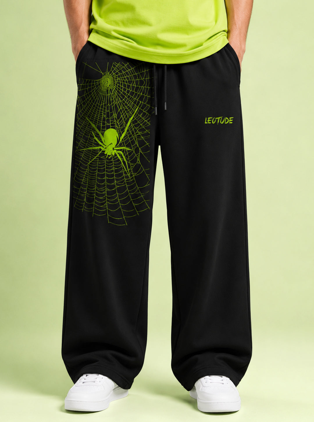 Leotude Men's Black Spider Premium Trackpants