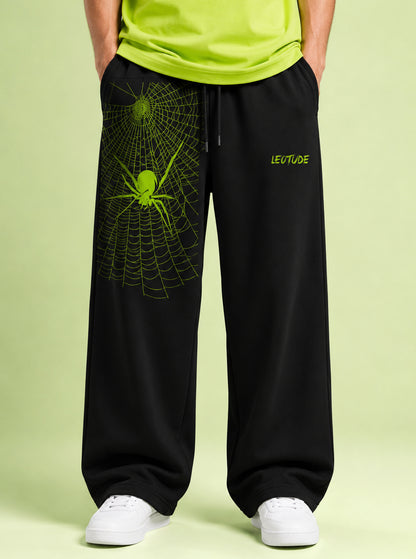 Leotude Men's Black Spider Premium Trackpants