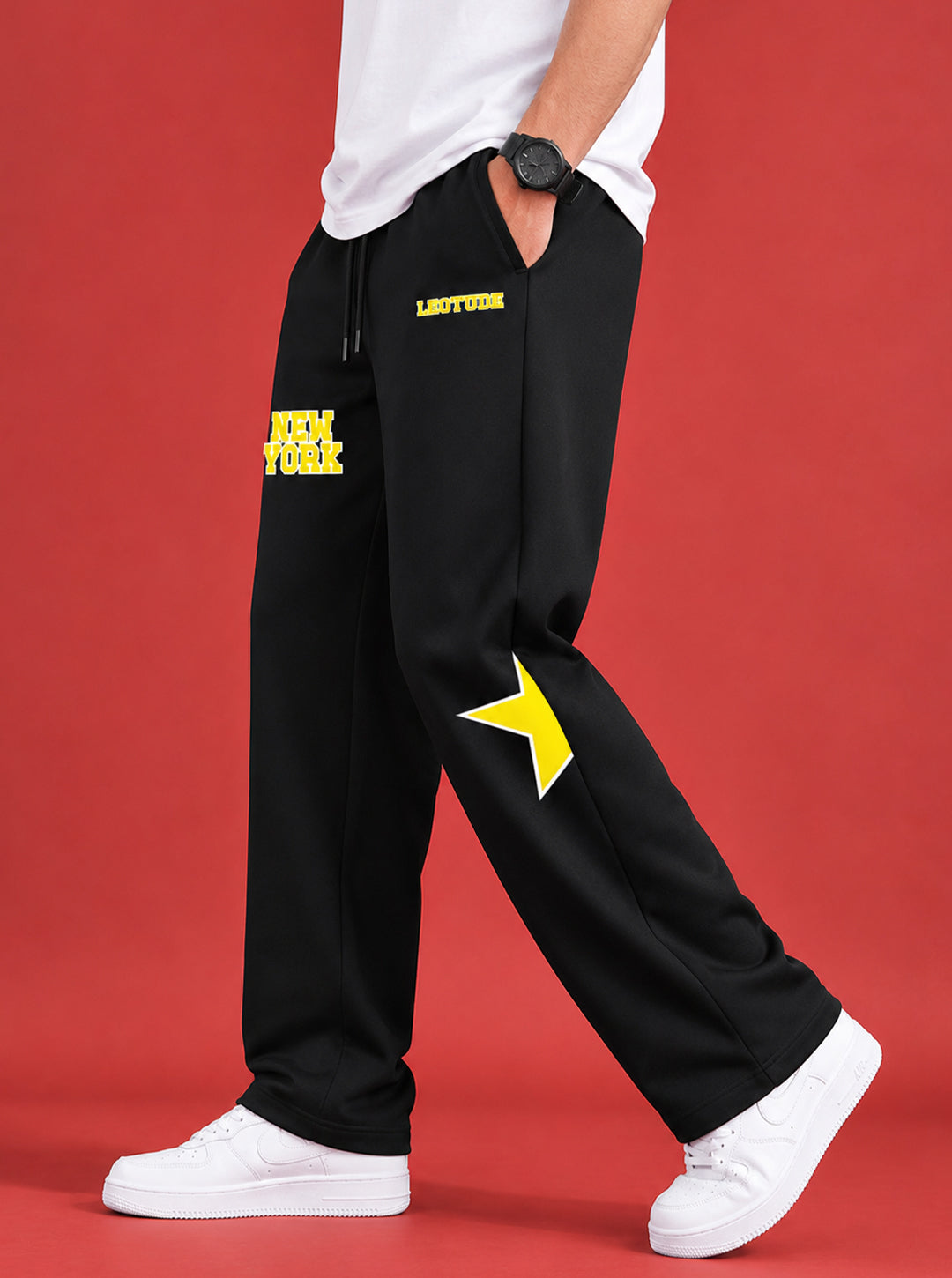 Leotude Men's Black Midtown Premium Trackpants
