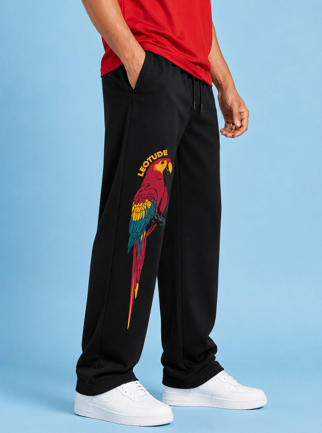 Leotude Men's Black Parrot Premium Trackpants