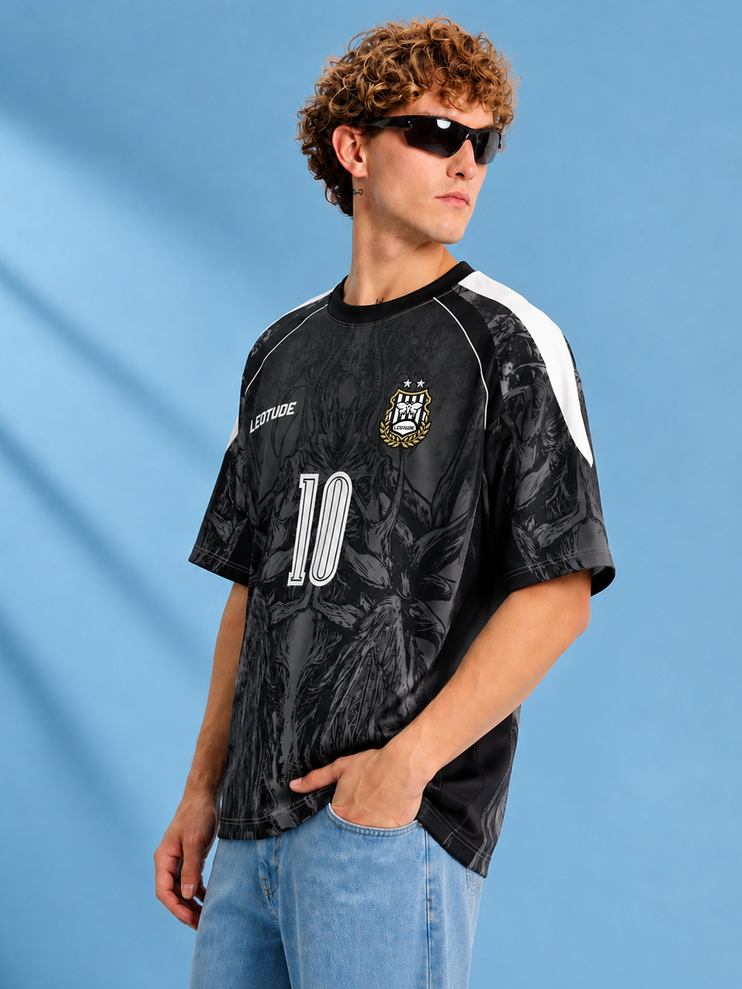 Leotude Men's Black Dark Beast Soccer Jersey Sport ( ) Printed T-Shirt