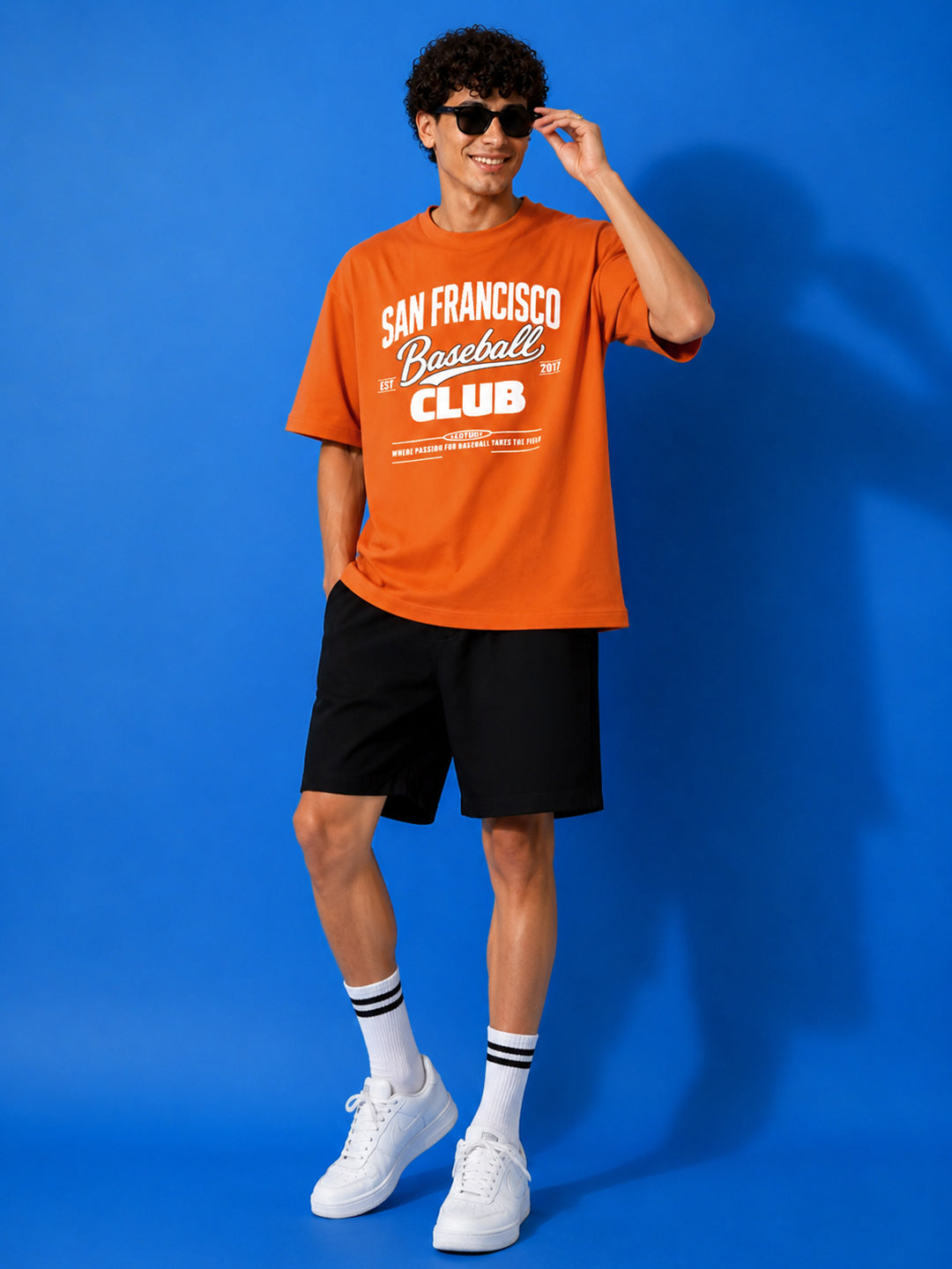 Leotude Men "San Francisco Baseball Club" Orange Oversized T-Shirt