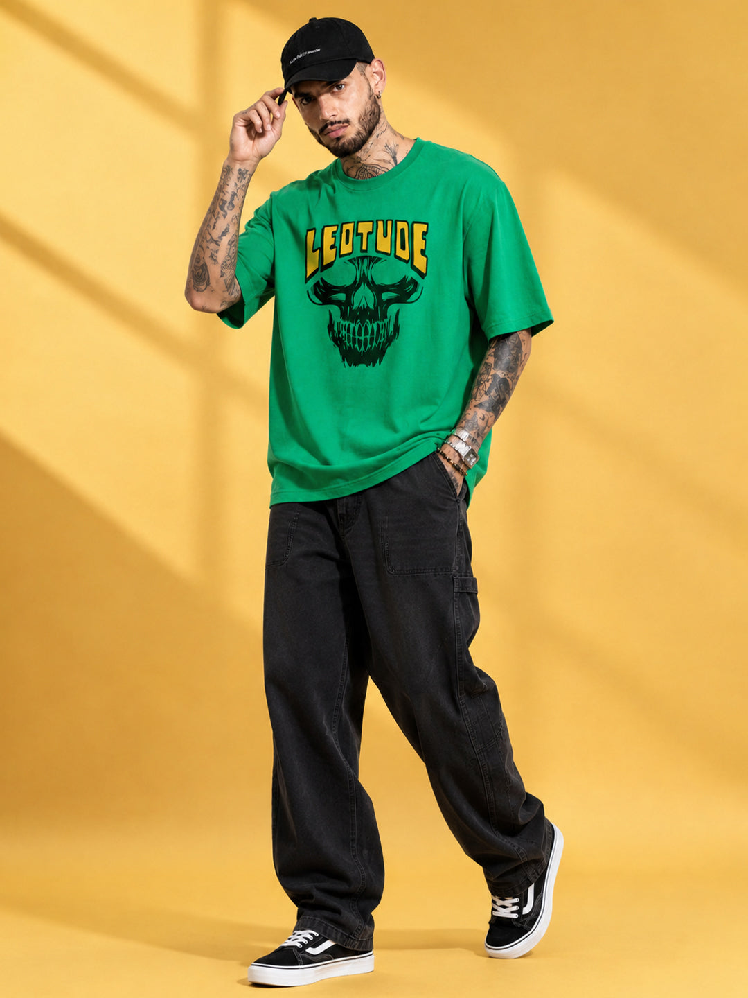 Leotude Men "Death" Green Oversized T-Shirt