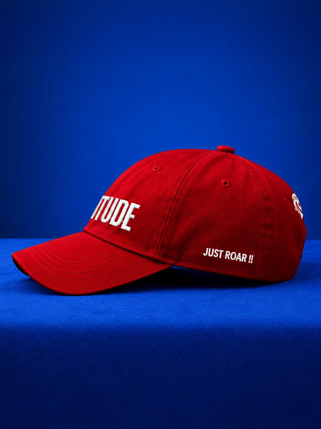 Leotude "Just Roar" Red Embroidered Cap — Unisex Cotton Baseball Cap