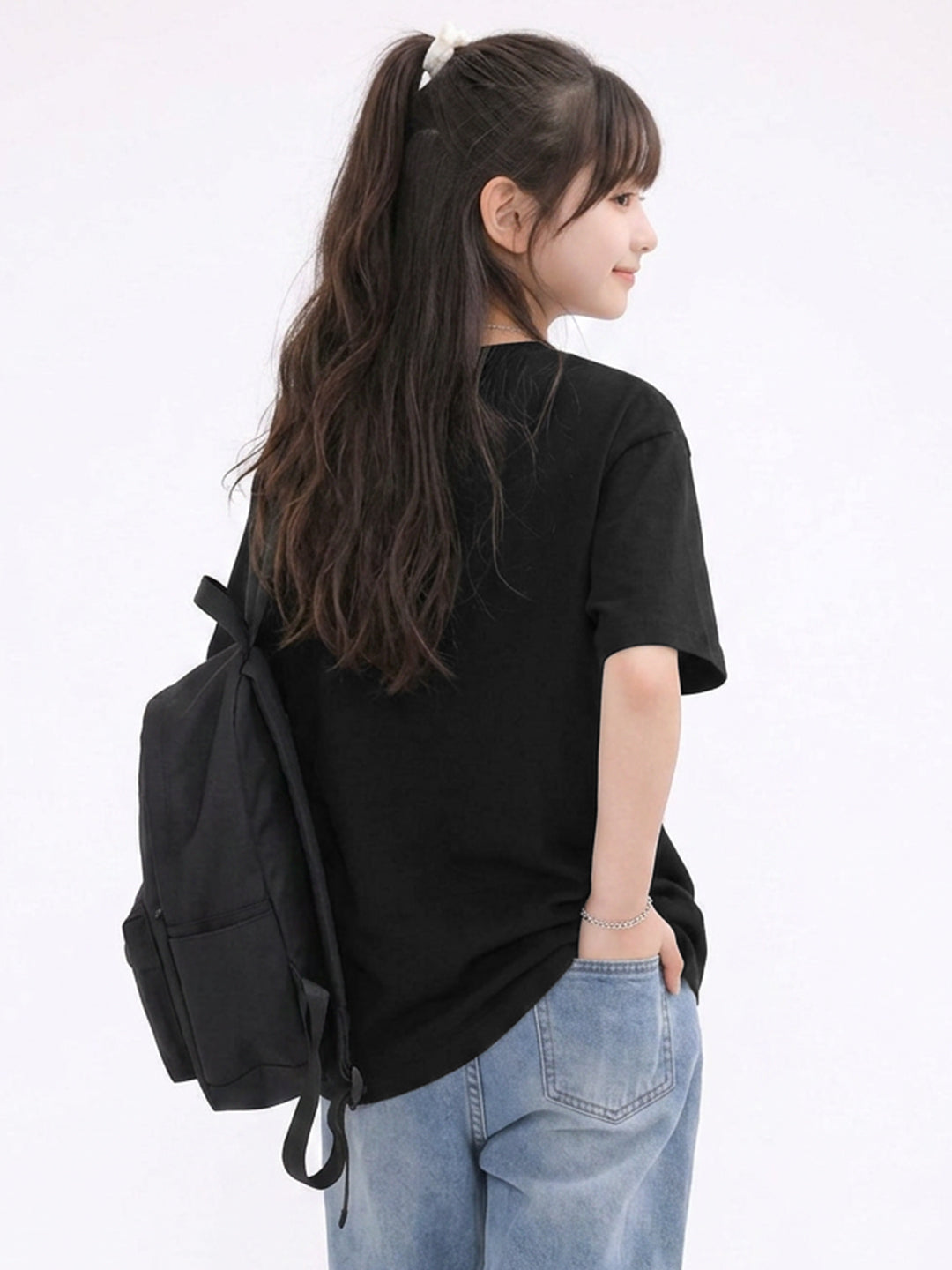 Leotude Girls' Black Boston Printed T-Shirt