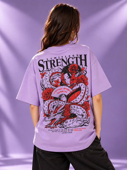 Leotude Women "Limitless Strength" Purple Oversized T-Shirt