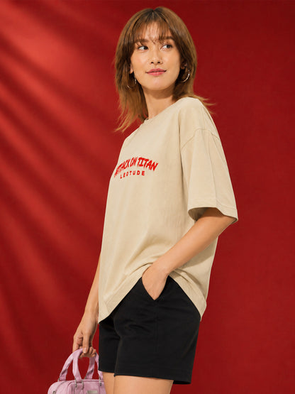 Leotude Women's Cream Attack on Titan Premium T-Shirt