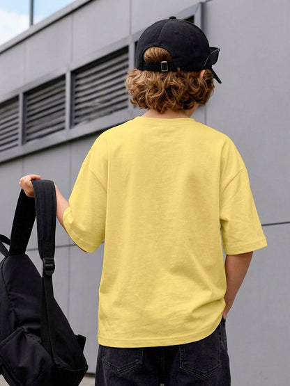 Leotude Boys' Yellow Cool Dino Printed T-Shirt
