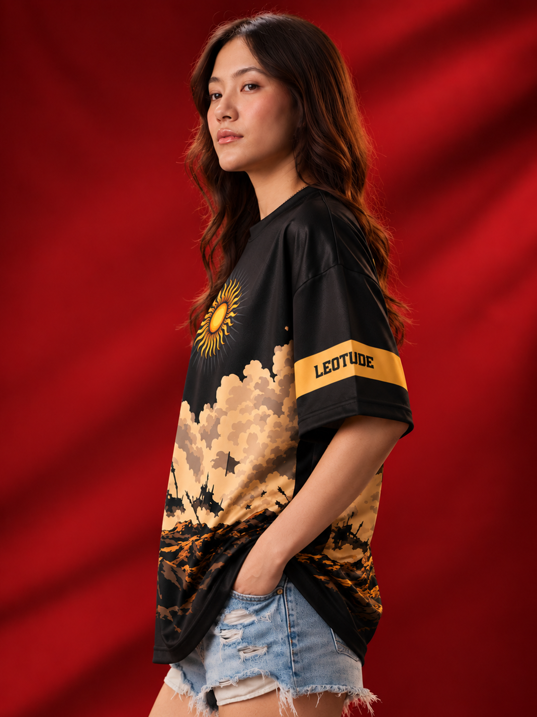 Leotude Women's Black Karna Printed T-Shirt