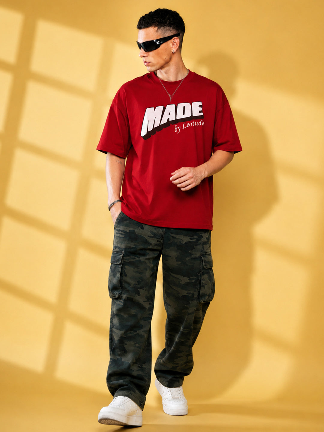 Leotude Men "Made" Red Oversized T-Shirt