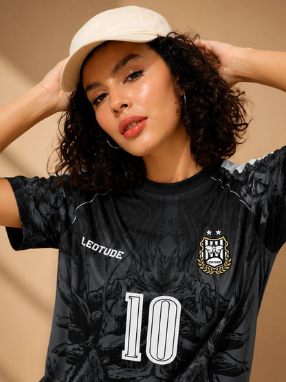 Leotude Women's Black Dark Beast Soccer Jersey Sport ( ) Printed T-Shirt