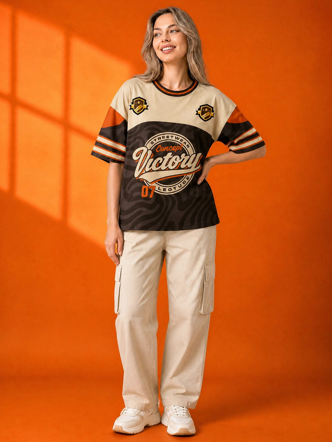 Leotude Women's Brown Victory Printed T-Shirt