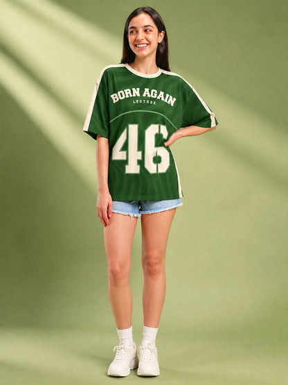 Leotude Women's Green Born Again Printed T-Shirt