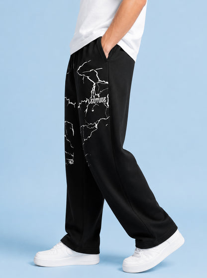 Leotude Men's Black Shockwave Premium Trackpants