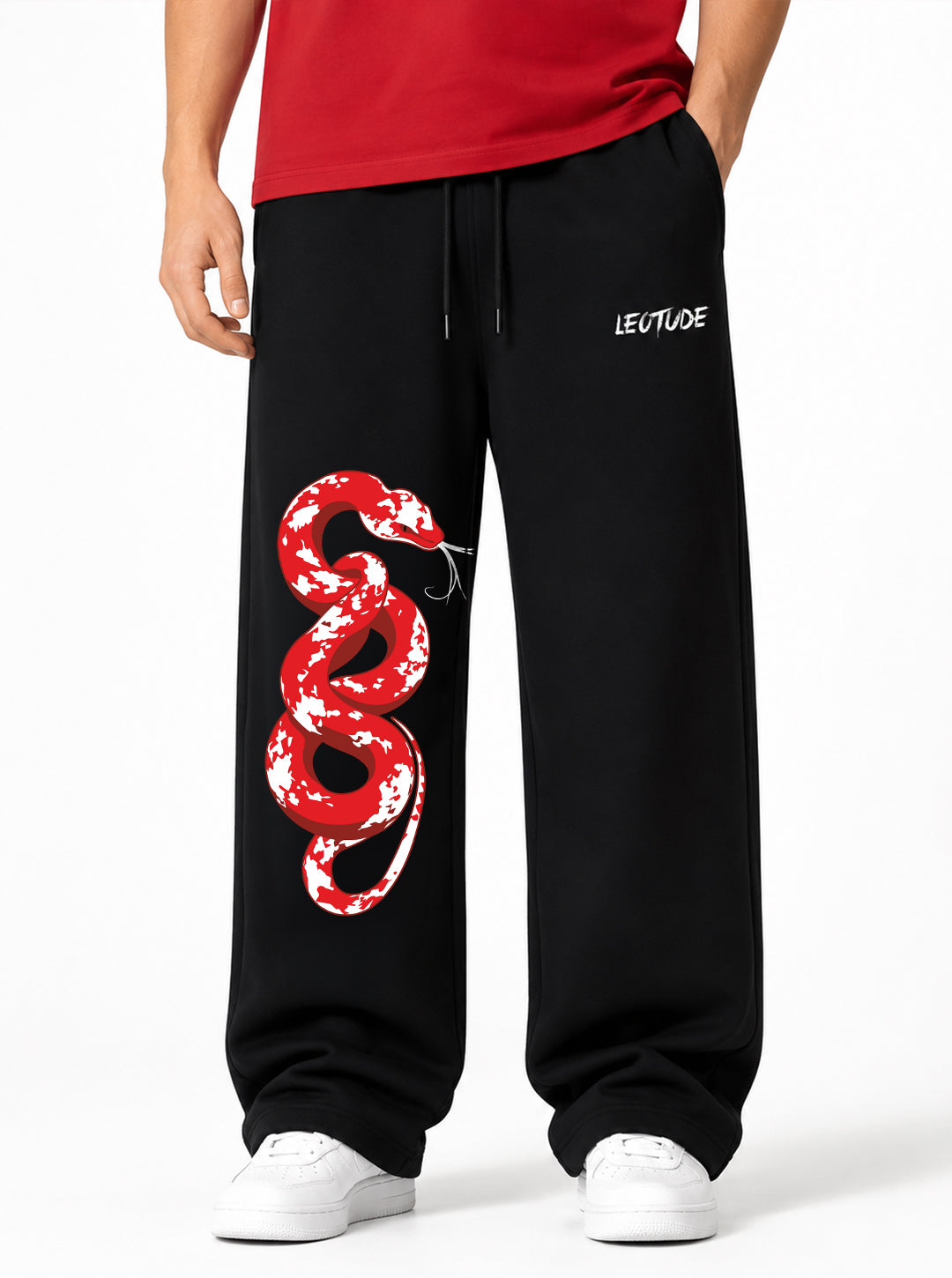 Leotude Men's Black Snake Premium Trackpants