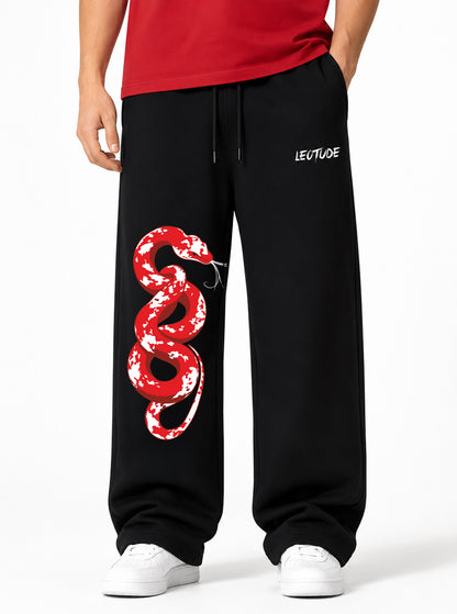 Leotude Men's Black Snake Premium Trackpants