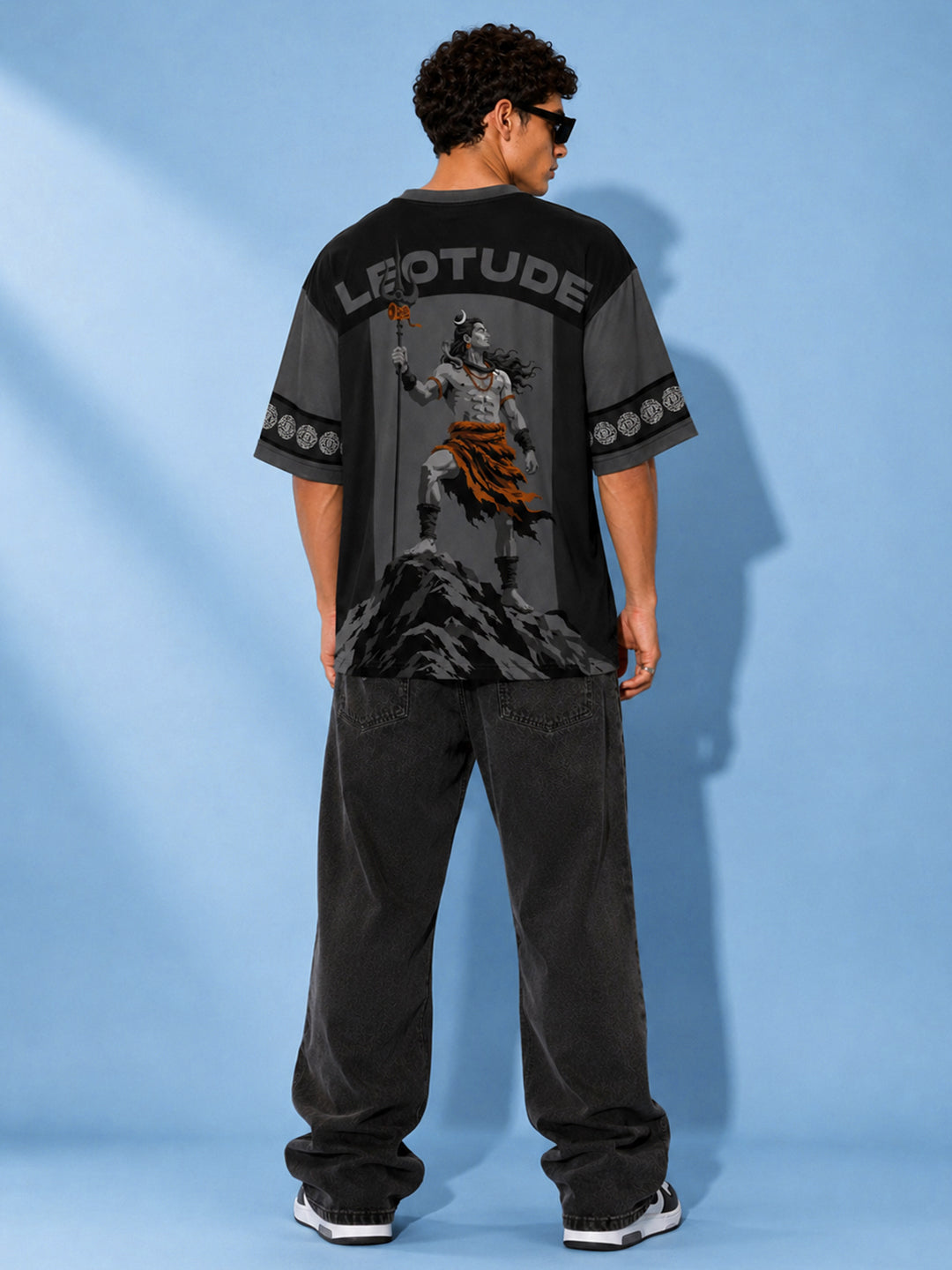 Leotude Men's Grey Premium Mahadev Printed T-Shirt